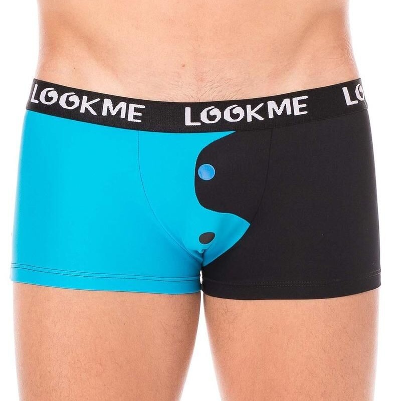 boxer sexy pour homme noir et bleu yin et yang - lingerie sexy homme pas cher