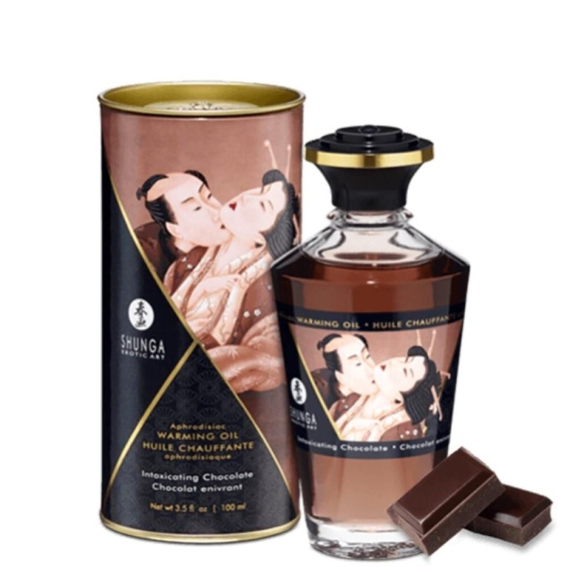 Huile chocolat de massage chauffante comestible shunga