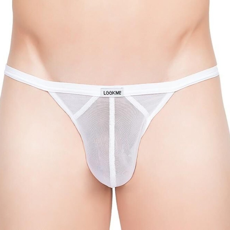 tanga blanc en résille sexy pour homme - lingerie sexy homme pas cher