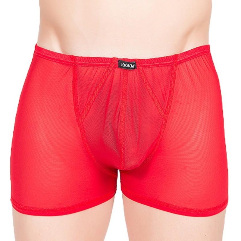 boxer rouge en résille sexy pour homme - lingerie sexy homme pas cher