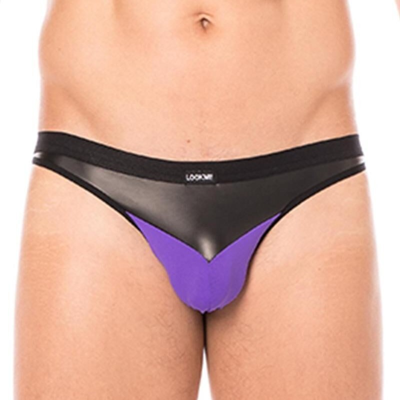 Jock violet similicuir homme - lingerie sexy homme pas cher