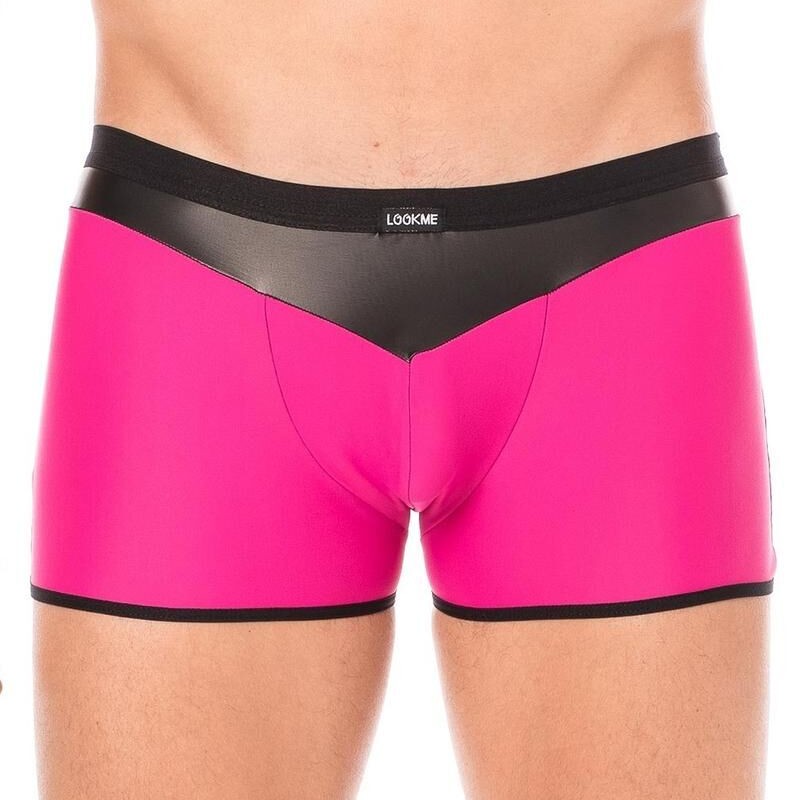 Boxer rose similicuir brillant homme - lingerie sexy homme pas cher