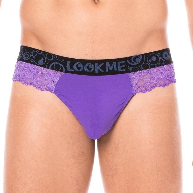 String violet en dentelle délicate homme - string homme pas cher