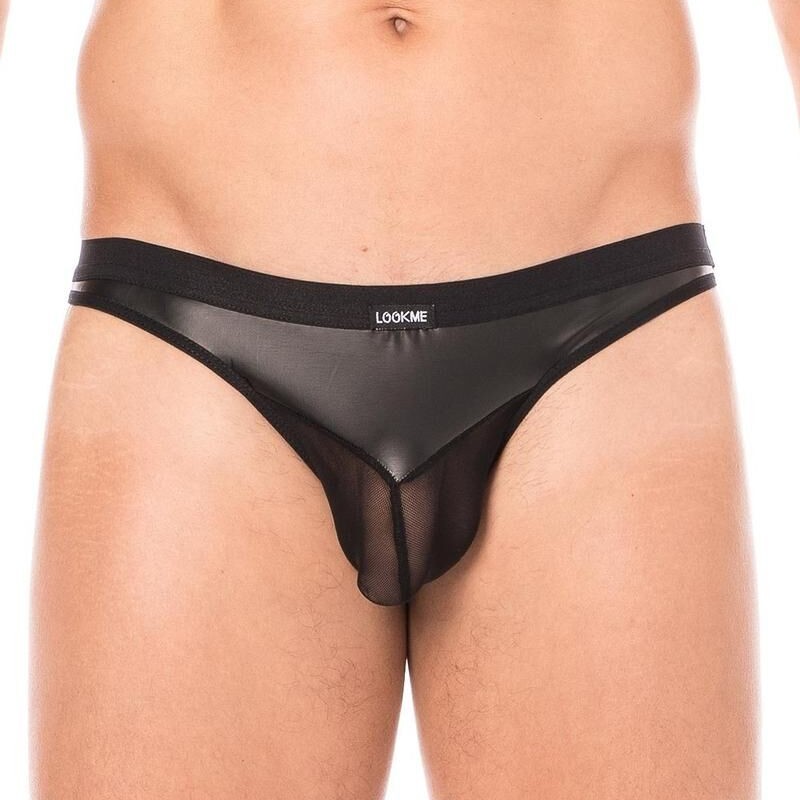 String similicuir et résille noire - lingerie sexy pour homme pas cher