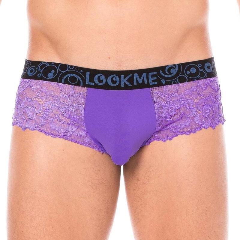 Mini pant violet en dentelle délicate homme - lingerie homme pas cher