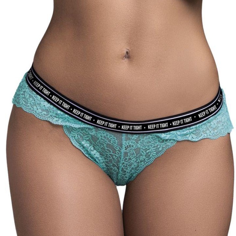 String en dentelle turquoise- Lingerie sexy pas cher