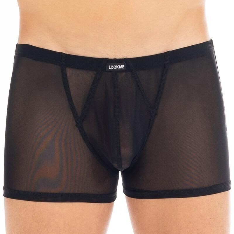 boxer noir en résille sexy pour homme - lingerie sexy homme pas cher