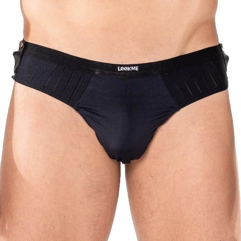 String noir avec bouton pression sur les côtés - Lingerie homme sexy