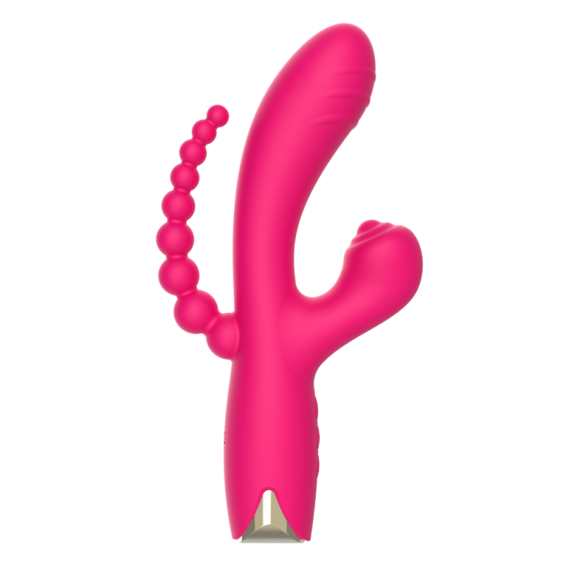 Vibromasseur triple stimulation rose Snappy Bunny - Nv Toys