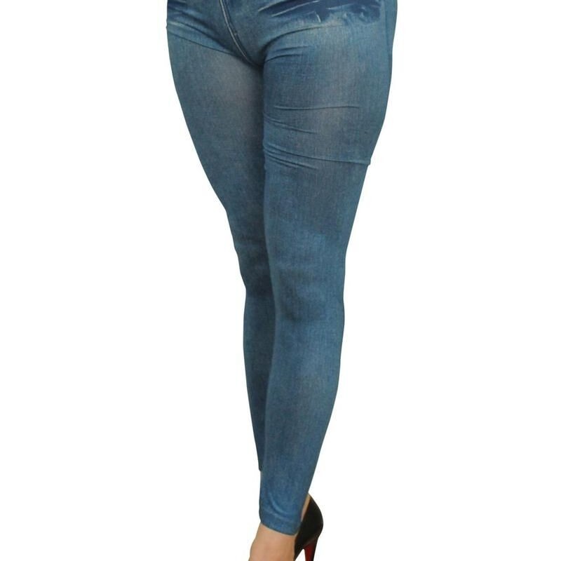 Legging bleu style jean usé