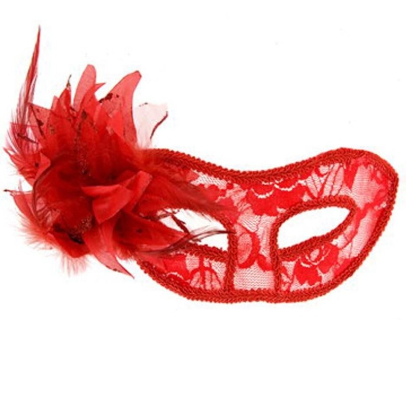 Masque transparent fleur rouge