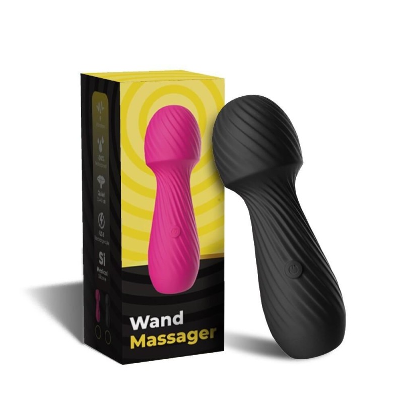 Vibromasseur wand de massage noir avec 9 modes de vibrations