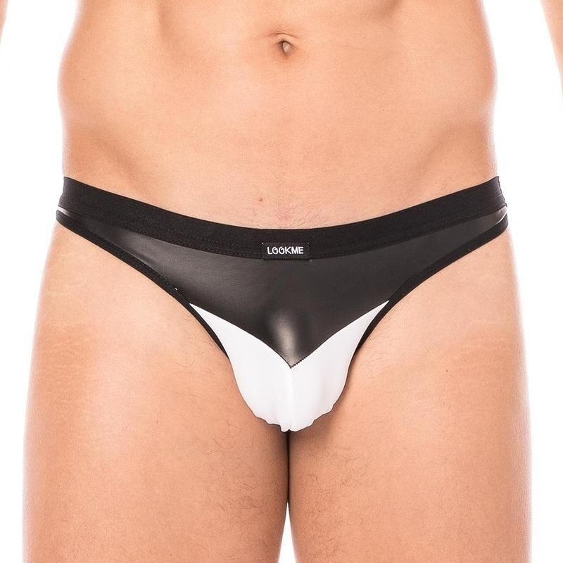 String blanc similicuir homme - lingerie sexy homme pas cher