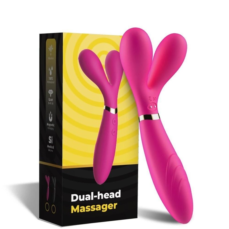 Vibromasseur Wand rose en forme de Y avec 3 moteurs - sextoys pas cher