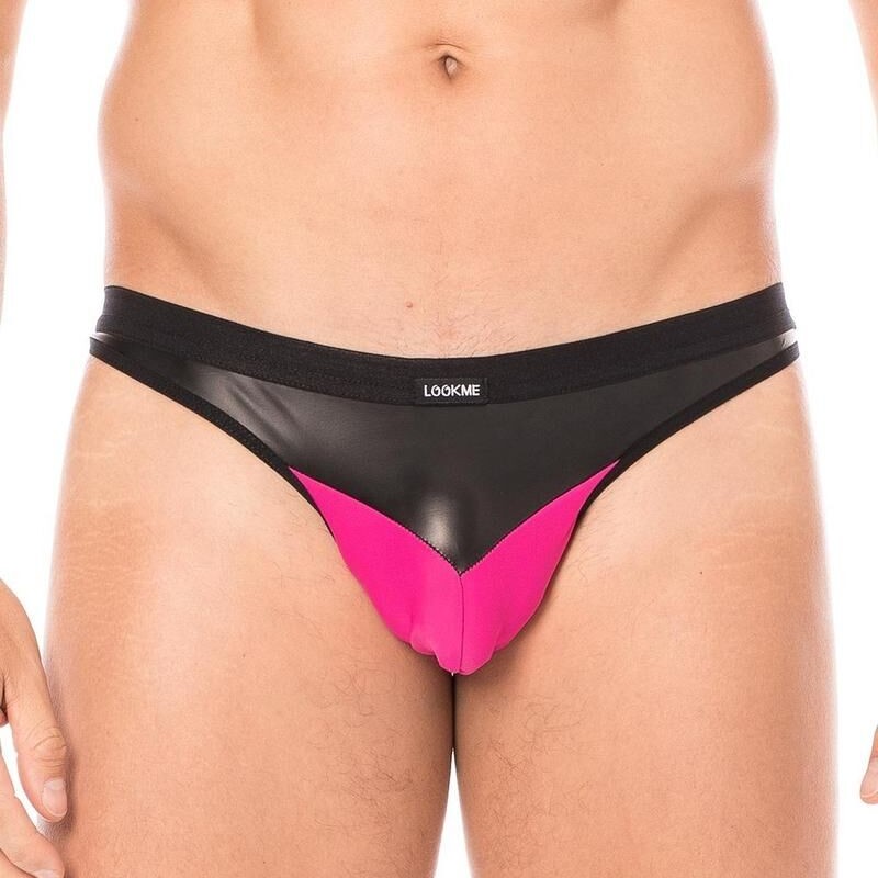 String rose similicuir homme - lingerie sexy homme pas cher