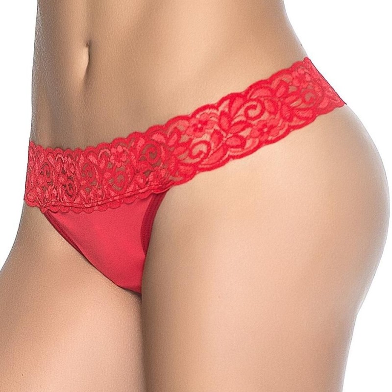 Lingerie sexy : string rouge dentelle