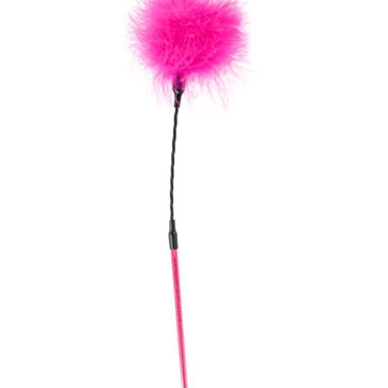 Cravache rose pompon et plume