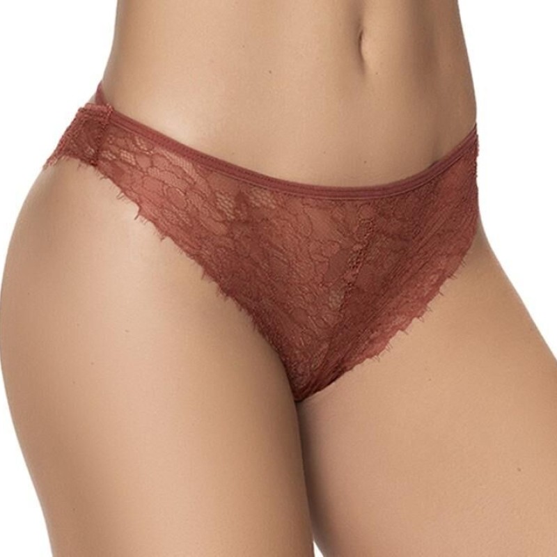 String couleur terracotta en dentelle sexy avec lanières