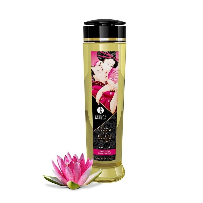 huile de massage aphrodisiaque cœur de lotus Shunga