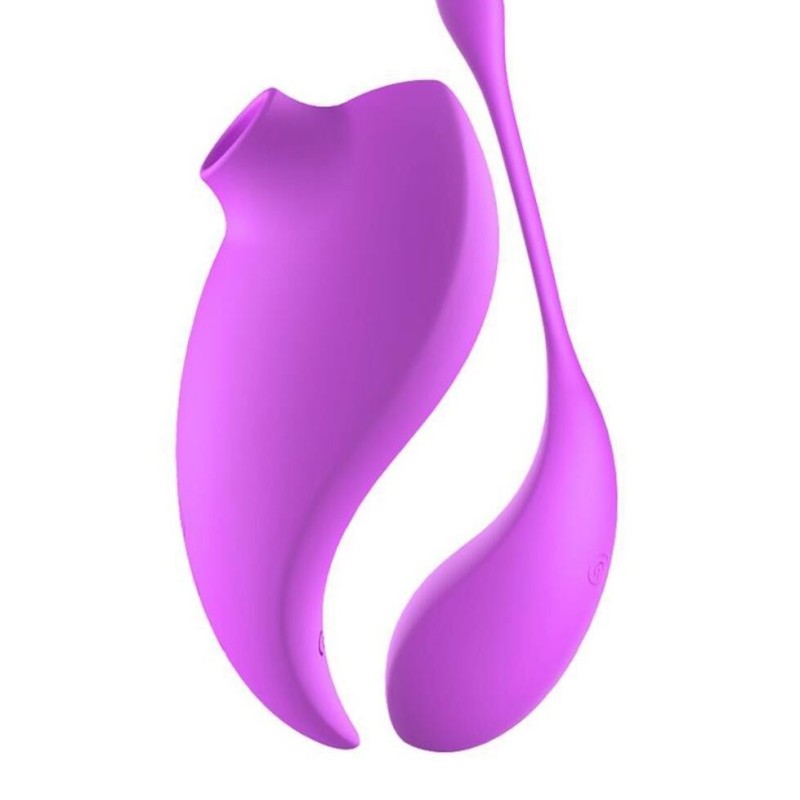 Sextoy 2 en 1 avec stimulateur et œuf vibrant violet télécommandé pas cher