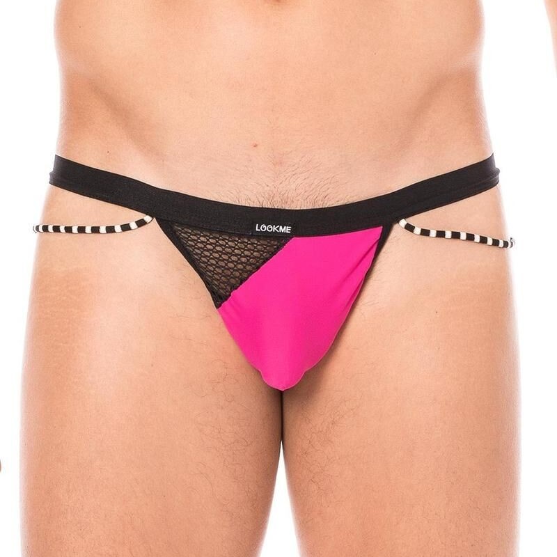 String rose filet et corde homme - lingerie sexy homme pas cher