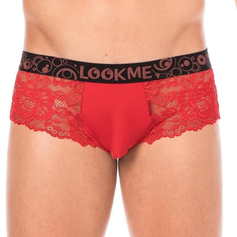 Mini pant rouge en dentelle délicate homme - lingerie homme pas cher