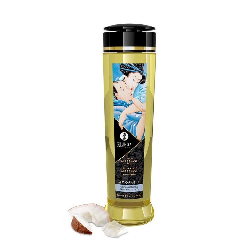 shunga : huile de massage érotique frissons de coco