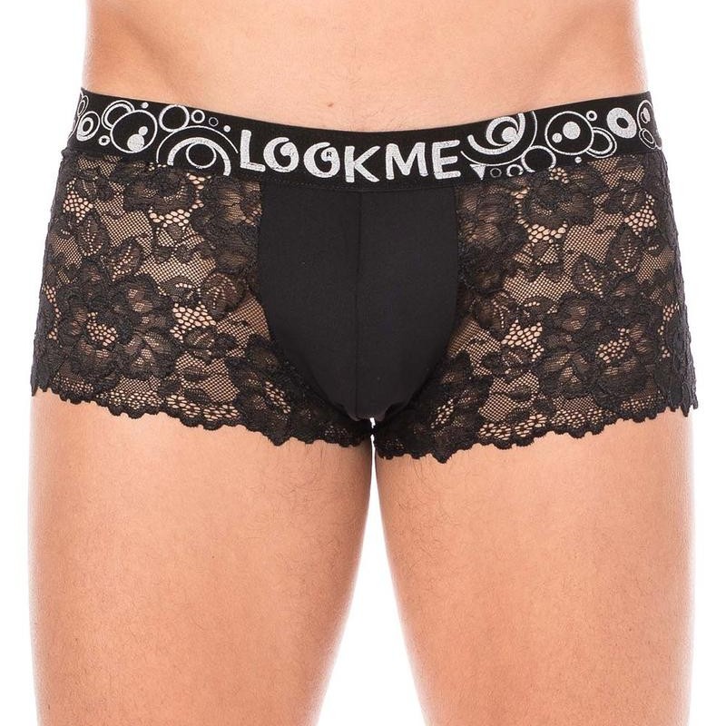 Boxer noir en dentelle délicate homme - boxer homme pas cher