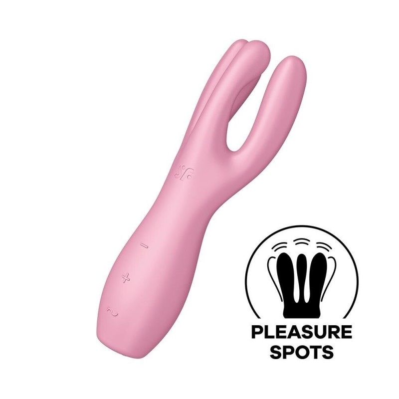 Vibromasseur point G avec stimulateur de clitoris USB rose Threesome 3 Satisfyer - sextoy pas cher