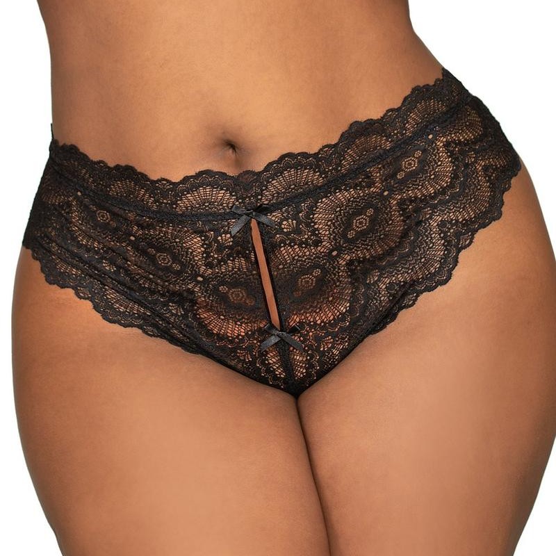 tanga noir ouvert grande taille  - lingerie sexy  grande taille - lingerie grande taille pas cher