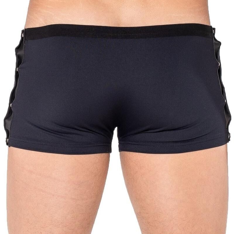 Boxer noir avec bouton pression sur les côtés - Boxer sexy homme