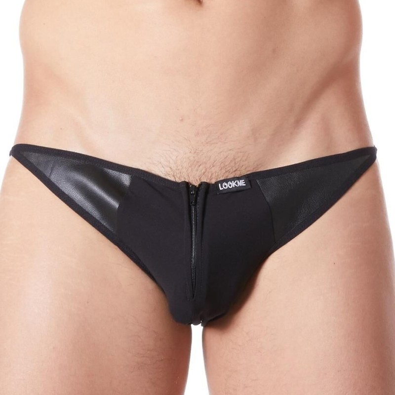 slip brief noir fermeture éclair - lingerie sexy homme pas cher