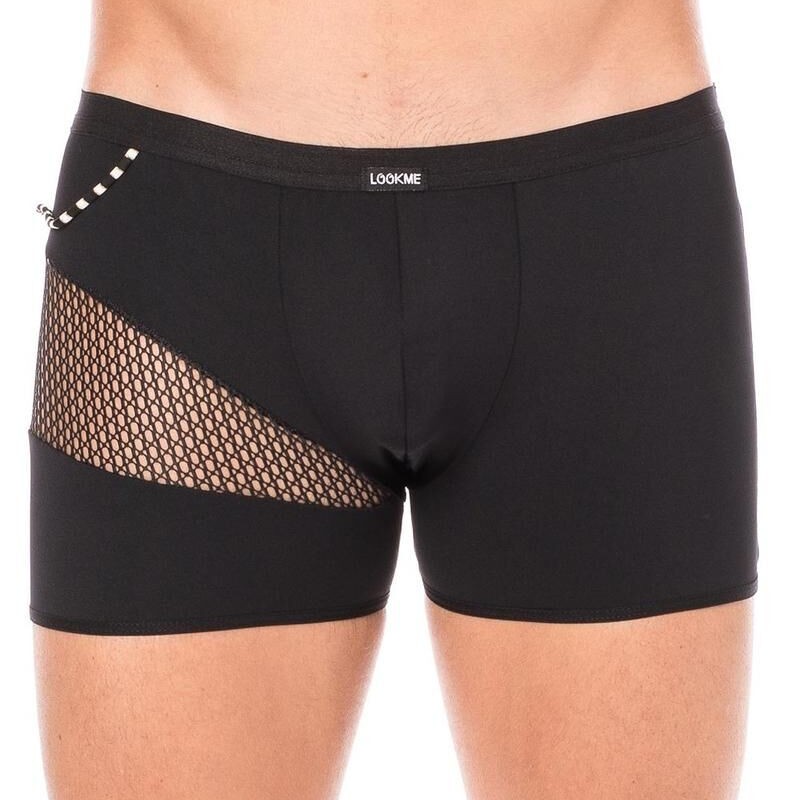 Boxer noir filet et corde homme - lingerie sexy homme pas cher