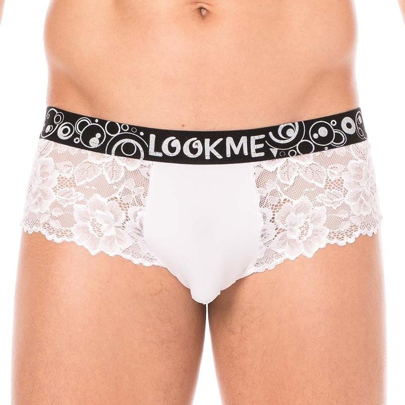 Mini pant blanc en dentelle délicate homme - lingerie homme pas cher