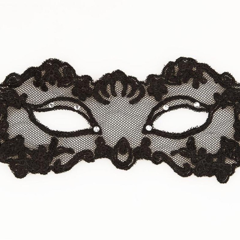 Masque noir dentelle pour jeux érotiques