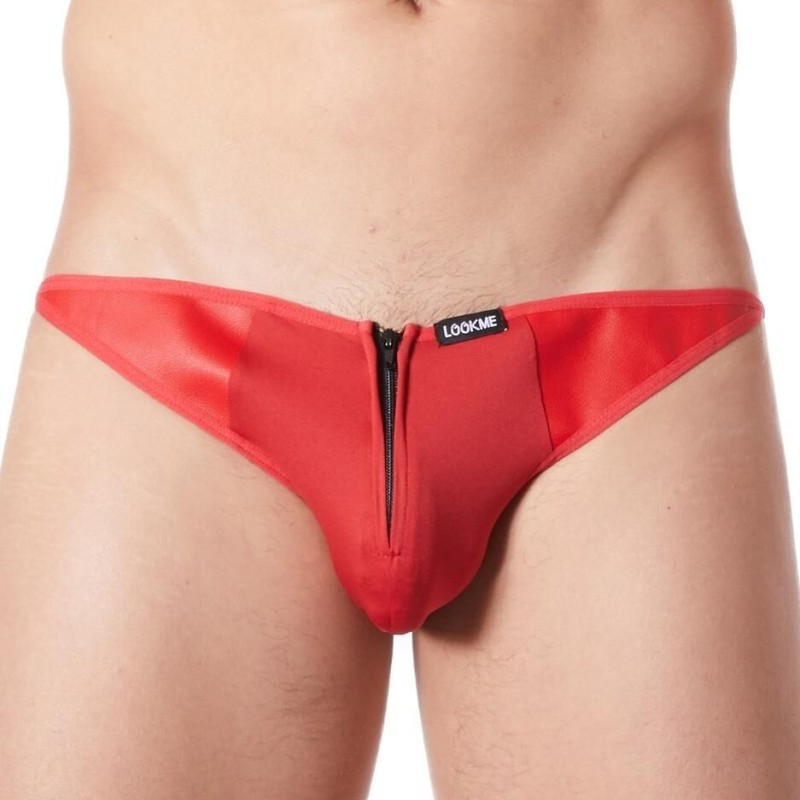 slip brief rouge fermeture éclair - lingerie sexy homme pas cher