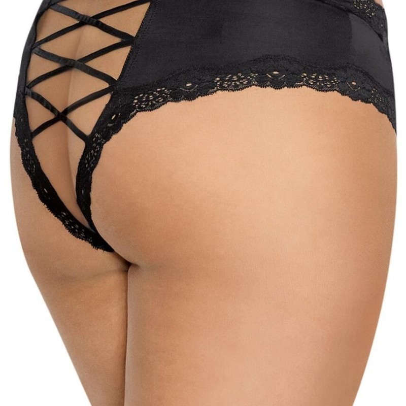 Lingerie Dreamgirl : tanga grande taille noir ajouré