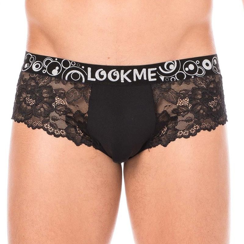 Mini pant noir en dentelle délicate homme - lingerie homme pas cher