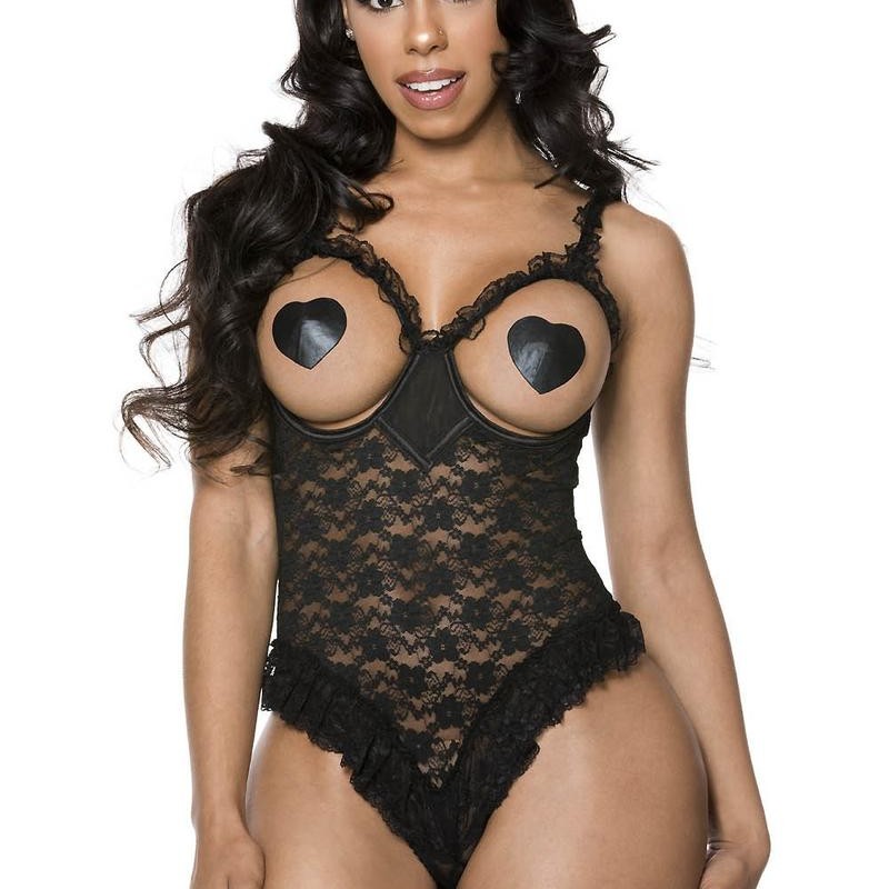 Body seins nus en dentelle florale - Body sexy taille unique