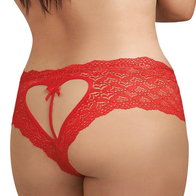 en shorty grande taille en dentelle rouge