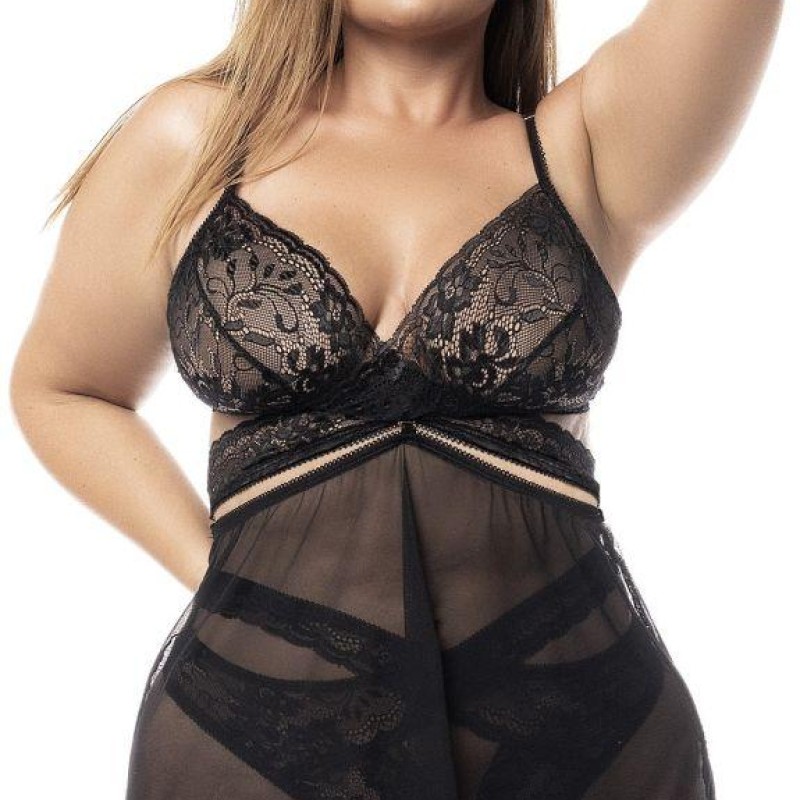 Ensemble de lingerie grande taille, soutien-gorge et string + jupe - Mapalé