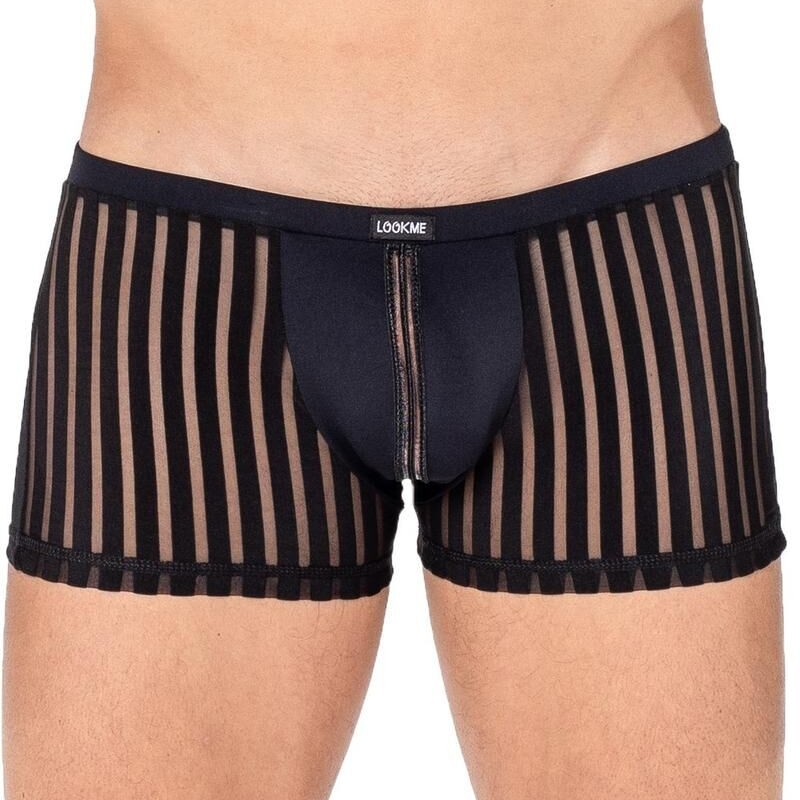 Boxer noir biker au style géométrique - Lingerie sexy homme