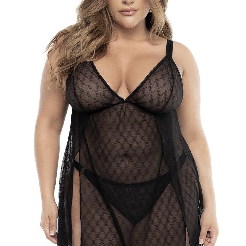 Nuisette noire ouverte grande taille - Mapalé