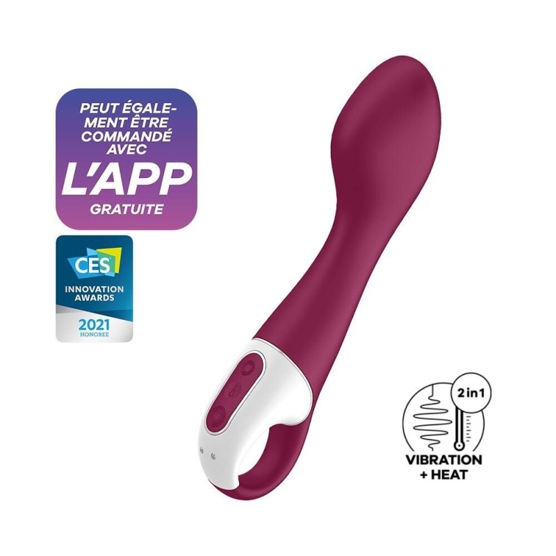 Vibromasseur point G chauffant connecté USB rouge Hot Spot Satisfyer - sextoy pas cher