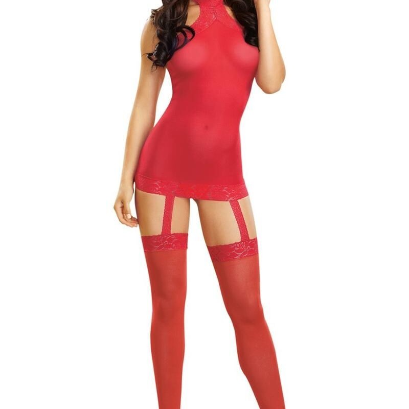 Bodystocking rouge effet guêpière sexy