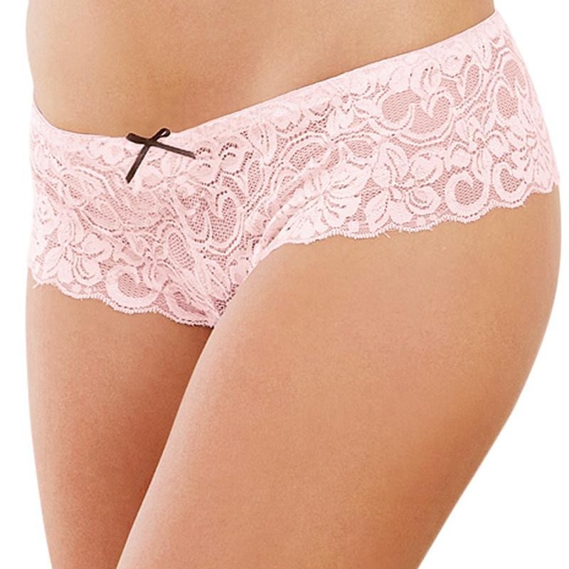 Lingerie shorty vieux rose ouvert en dentelle