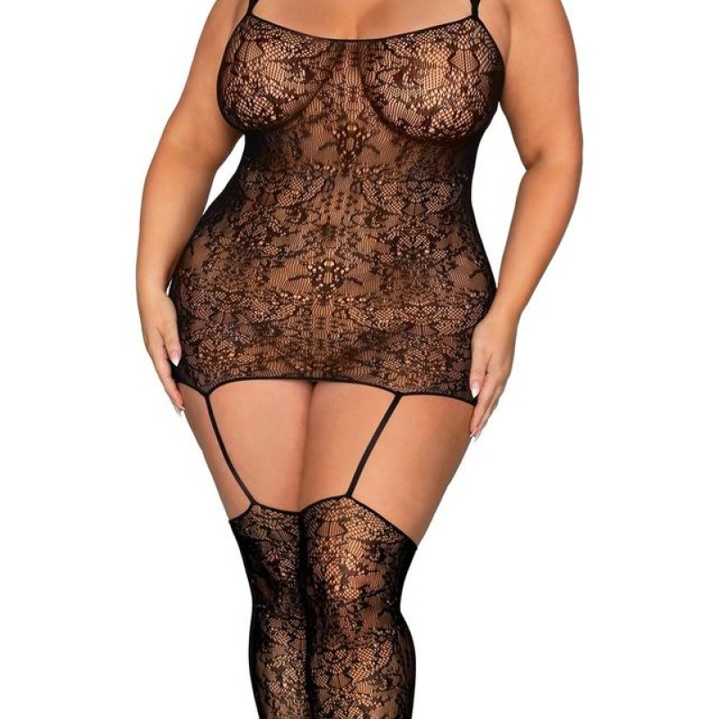 mini robe en dentelle sexy avec jarretière - combinaison sexy grande taille - lingerie sexy grande taille