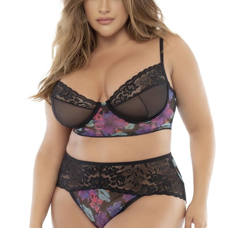 Ensemble lingerie imprimé fleur exotique grande taille - Mapalé