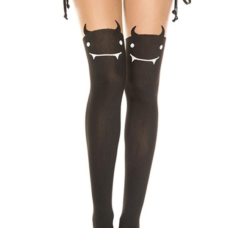 Music legs : collant opaque effet bas tête de diable