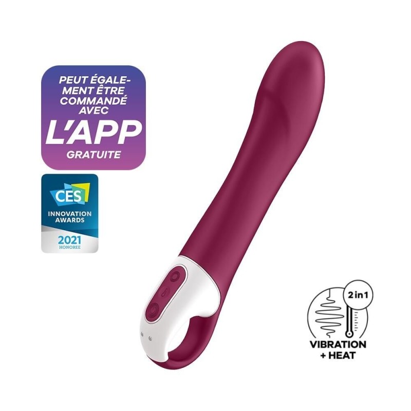 Vibromasseur chauffant connecté USB rouge Big Heat Satisfyer - sextoy pas cher